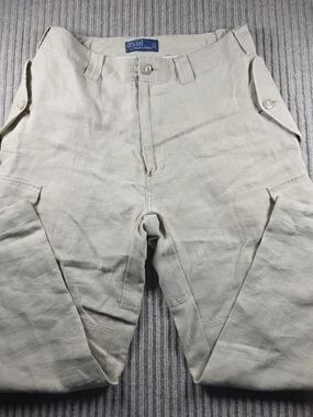 Vintage Ralph Lauren Cargo Pants Mens 33x28 White Linen Moab Fatigue Trooper EUC